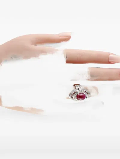 Pre-owned Lb Exclusive Ruby And Diamond Ring In Silver