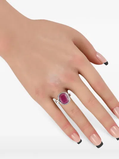 Pre-owned Lb Exclusive Ruby And Diamond Ring In Silver