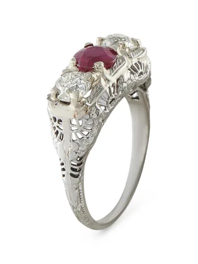 Pre-owned Lb Exclusive Ruby And Diamond Ring In Silver
