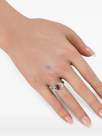 Pre-owned Lb Exclusive Ruby And Diamond Ring In Silver