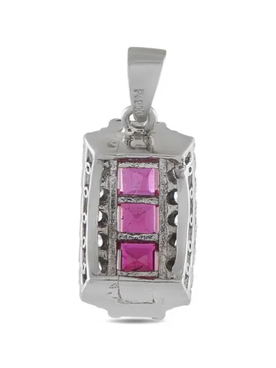 Pre-owned Lb Exclusive Ruby Diamond Pendant In Silver