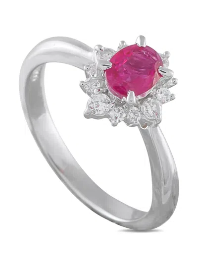 Pre-owned Lb Exclusive Ruby Diamond Ring In Silver