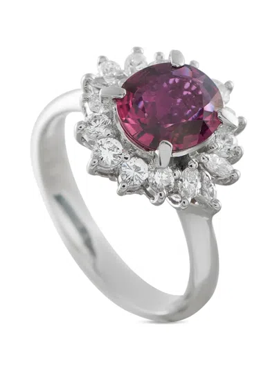 Pre-owned Lb Exclusive Ruby Diamond Ring In Silver