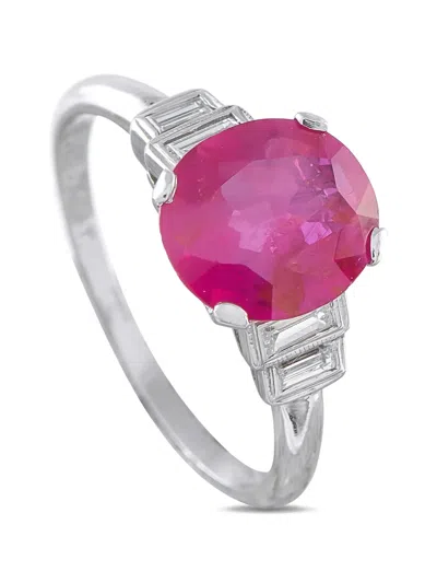 Pre-owned Lb Exclusive Ruby Diamond Ring In Silver