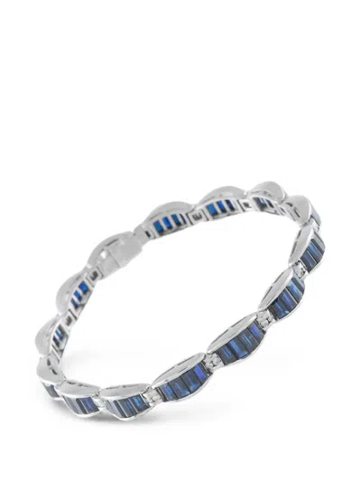 Pre-owned Lb Exclusive Sapphire And Diamond Bracelet In Silver
