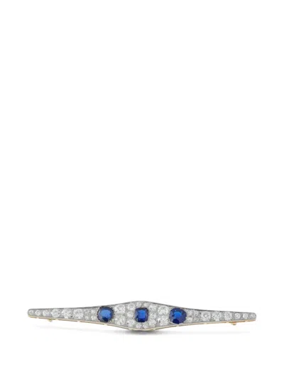 Pre-owned Lb Exclusive Sapphire And Diamond Brooch In 金色