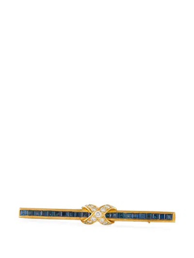 Pre-owned Lb Exclusive Sapphire And Diamond Brooch In Gold