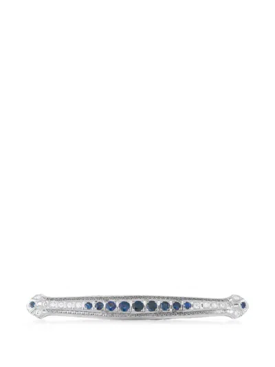 Pre-owned Lb Exclusive Sapphire And Diamond Brooch In Silver