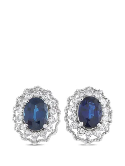 Pre-owned Lb Exclusive Sapphire And Diamond Earrings In Silver