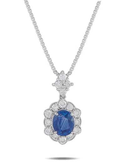 Pre-owned Lb Exclusive Sapphire And Diamond Necklace In Silver
