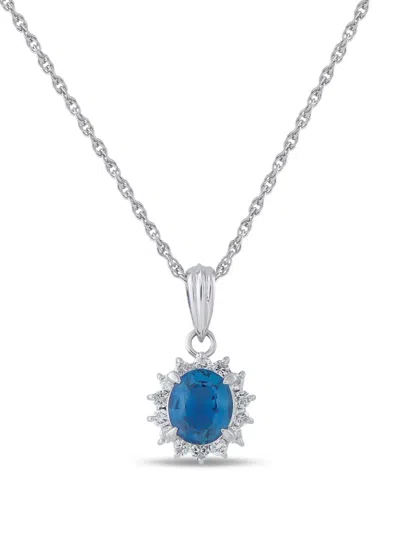 Pre-owned Lb Exclusive Sapphire And Diamond Necklace In Silver