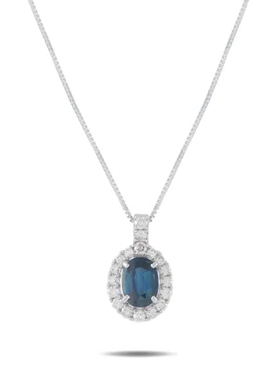 Pre-owned Lb Exclusive Sapphire And Diamond Necklace In Silver