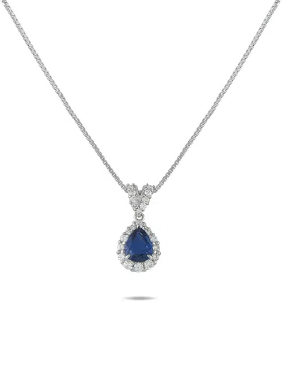 Pre-owned Lb Exclusive Sapphire And Diamond Necklace In Silver