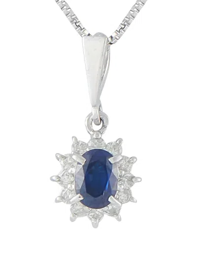 Pre-owned Lb Exclusive Sapphire And Diamond Necklace In Silver