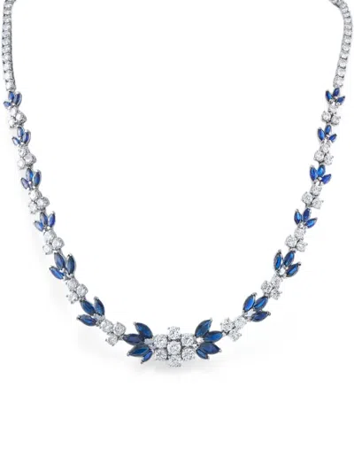 Pre-owned Lb Exclusive Sapphire And Diamond Necklace In Silver