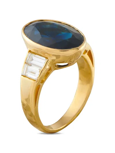 Pre-owned Lb Exclusive Sapphire And Diamond Ring In Gold