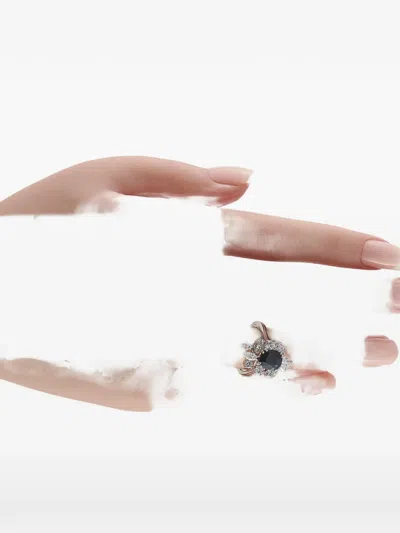 Pre-owned Lb Exclusive Sapphire And Diamond Ring In Silver