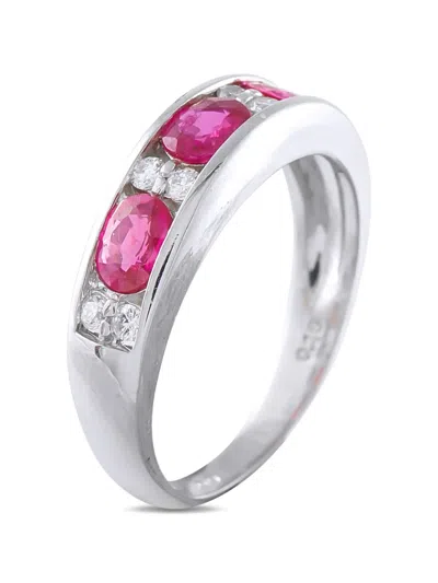 Pre-owned Lb Exclusive Sapphire And Diamond Ring In Silver