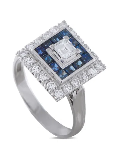 Pre-owned Lb Exclusive Sapphire And Diamond Ring In Silver