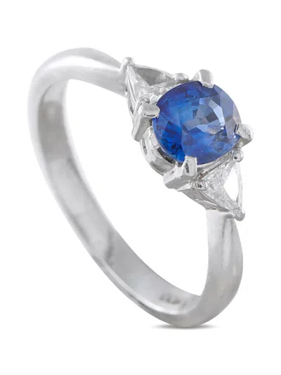 Pre-owned Lb Exclusive Sapphire And Diamond Ring In Silver