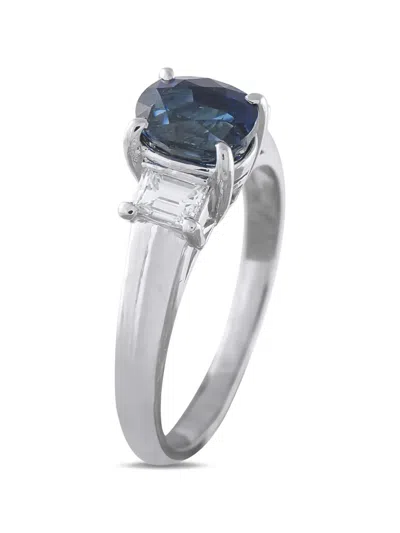 Pre-owned Lb Exclusive Sapphire And Diamond Ring In Silver