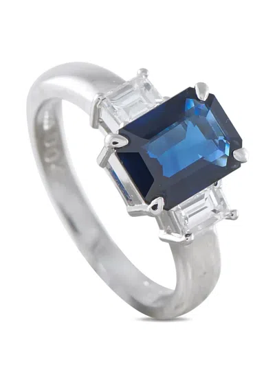 Pre-owned Lb Exclusive Sapphire And Diamond Ring In Silver