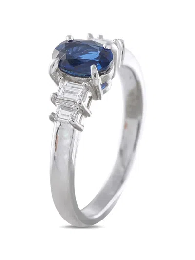 Pre-owned Lb Exclusive Sapphire And Diamond Ring In Silver