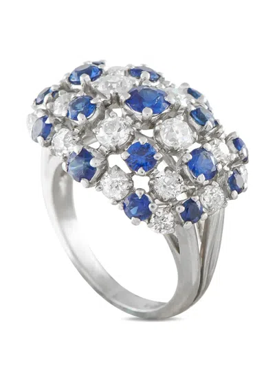 Pre-owned Lb Exclusive Sapphire And Diamond Ring In Silver