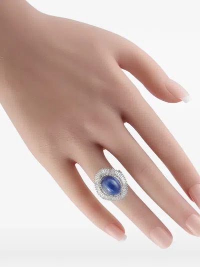 Pre-owned Lb Exclusive Sapphire And Diamond Ring In Silver