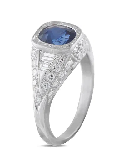 Pre-owned Lb Exclusive Sapphire And Diamond Ring In Silver