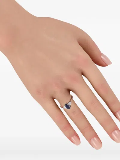 Pre-owned Lb Exclusive Sapphire And Diamond Ring In Silver