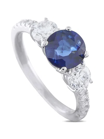 Pre-owned Lb Exclusive Sapphire And Diamond Ring In Silver