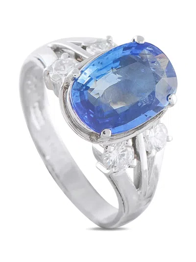 Pre-owned Lb Exclusive Sapphire And Diamond Ring In Silver