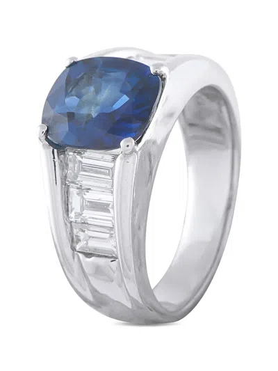 Pre-owned Lb Exclusive Sapphire And Diamond Ring In Silver