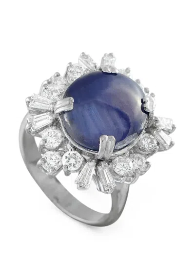 Pre-owned Lb Exclusive Sapphire And Diamond Ring In Silver
