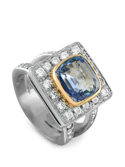 Pre-owned Lb Exclusive Sapphire And Diamond Ring In Silver