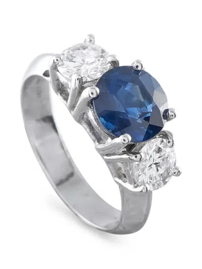 Pre-owned Lb Exclusive Sapphire And Diamond Ring In Silver