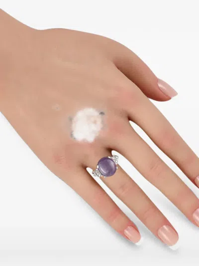 Pre-owned Lb Exclusive Sapphire And Diamond Ring In Silver