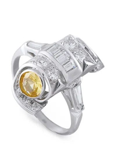 Pre-owned Lb Exclusive Sapphire And Diamond Ring In Silver