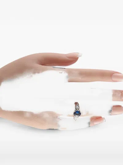 Pre-owned Lb Exclusive Sapphire And Diamond Ring In Silver
