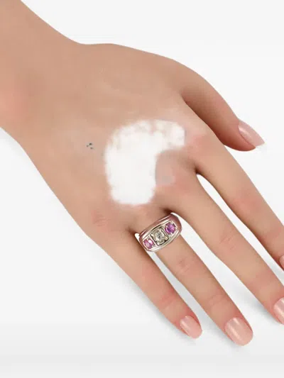 Pre-owned Lb Exclusive Sapphire And Diamond Ring In Silver