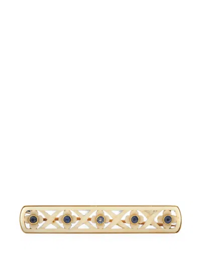 Pre-owned Lb Exclusive Sapphire Bar Brooch In Gold