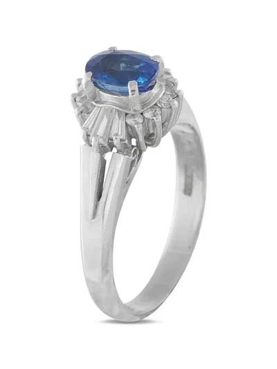 Pre-owned Lb Exclusive Sapphire Diamond Ring In Silver