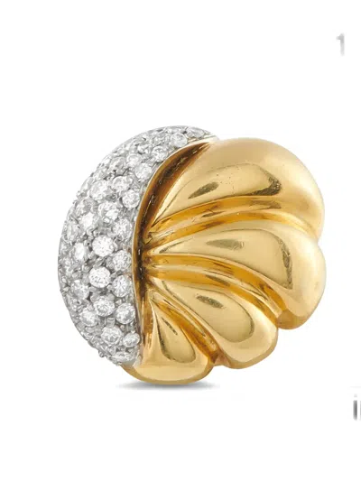 Pre-owned Lb Exclusive Seashell-shape Diamond Earrings In Gold