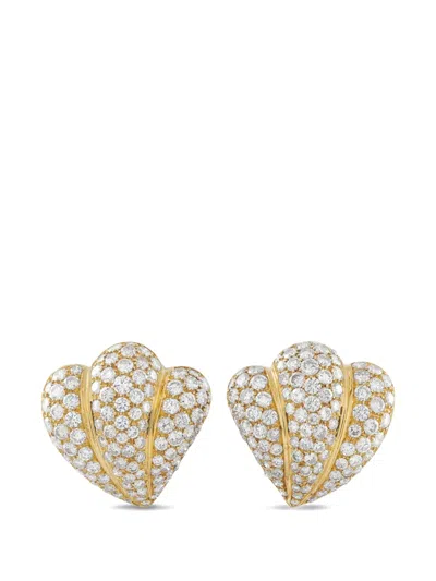 Pre-owned Lb Exclusive Shell Diamond Earrings In Gold