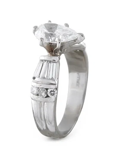 Pre-owned Lb Exclusive Side Stone Diamond Ring In Silver