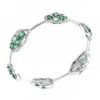 Lb Exclusive Single Row 18k White Gold Diamond And Emerald Bangle In White