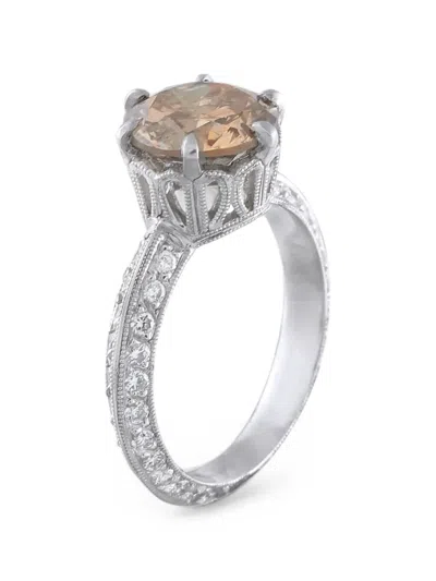 Pre-owned Lb Exclusive Solitaire Diamond Ring In Silver