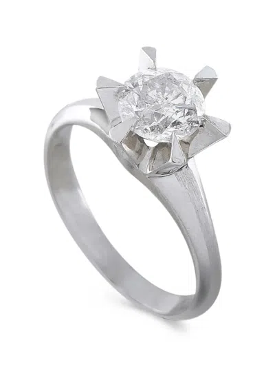 Pre-owned Lb Exclusive Solitaire Diamond Ring In Silver