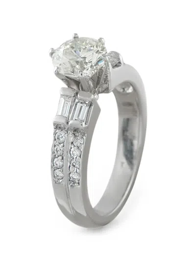 Pre-owned Lb Exclusive Solitaire Diamond Ring In Silver